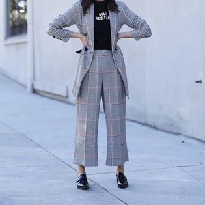 Halogen x Atlantic Pacific Plaid Cropped Trousers